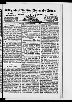 Königlich privilegirte Berlinische Zeitung von Staats- und gelehrten Sachen on Apr 22, 1908