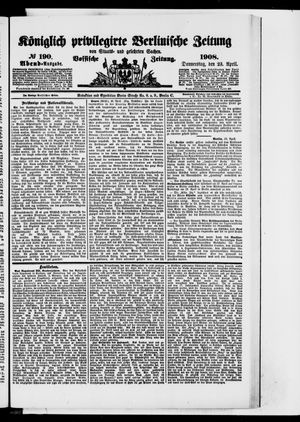 Königlich privilegirte Berlinische Zeitung von Staats- und gelehrten Sachen vom 23.04.1908