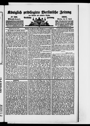 Königlich privilegirte Berlinische Zeitung von Staats- und gelehrten Sachen vom 27.04.1908