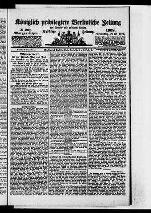 Königlich privilegirte Berlinische Zeitung von Staats- und gelehrten Sachen vom 30.04.1908
