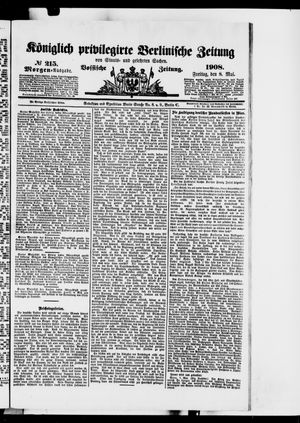 Königlich privilegirte Berlinische Zeitung von Staats- und gelehrten Sachen vom 08.05.1908