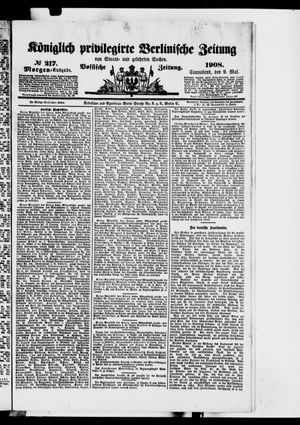 Königlich privilegirte Berlinische Zeitung von Staats- und gelehrten Sachen vom 09.05.1908