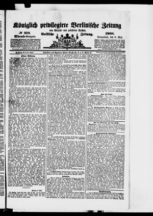 Königlich privilegirte Berlinische Zeitung von Staats- und gelehrten Sachen vom 09.05.1908