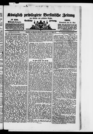 Königlich privilegirte Berlinische Zeitung von Staats- und gelehrten Sachen vom 16.05.1908