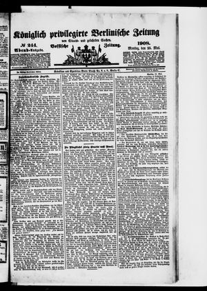 Königlich privilegirte Berlinische Zeitung von Staats- und gelehrten Sachen vom 25.05.1908