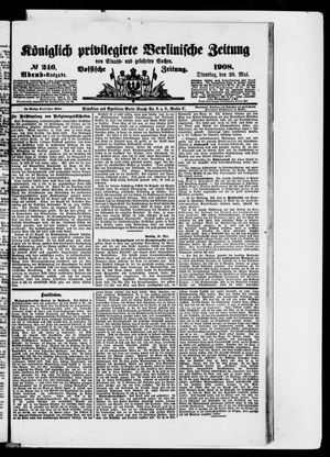 Königlich privilegirte Berlinische Zeitung von Staats- und gelehrten Sachen vom 26.05.1908