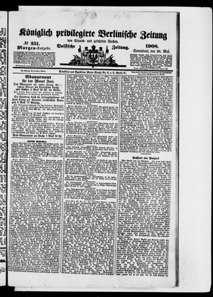 Königlich privilegirte Berlinische Zeitung von Staats- und gelehrten Sachen vom 30.05.1908