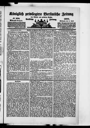 Königlich privilegirte Berlinische Zeitung von Staats- und gelehrten Sachen vom 03.06.1908