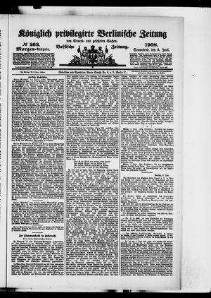 Königlich privilegirte Berlinische Zeitung von Staats- und gelehrten Sachen vom 06.06.1908