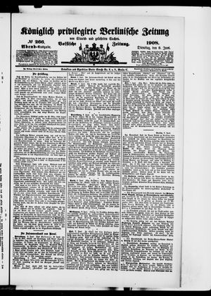 Königlich privilegirte Berlinische Zeitung von Staats- und gelehrten Sachen vom 09.06.1908