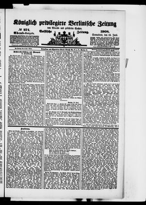 Königlich privilegirte Berlinische Zeitung von Staats- und gelehrten Sachen vom 13.06.1908