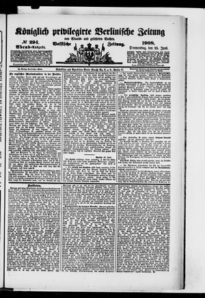 Königlich privilegirte Berlinische Zeitung von Staats- und gelehrten Sachen vom 25.06.1908