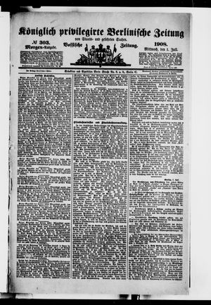 Königlich privilegirte Berlinische Zeitung von Staats- und gelehrten Sachen vom 01.07.1908