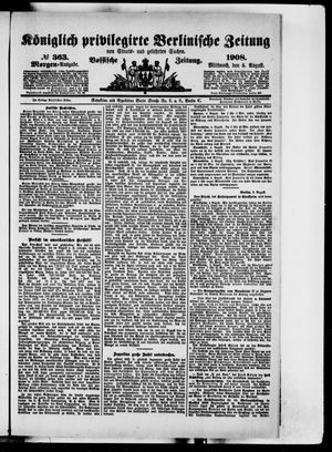 Königlich privilegirte Berlinische Zeitung von Staats- und gelehrten Sachen vom 05.08.1908