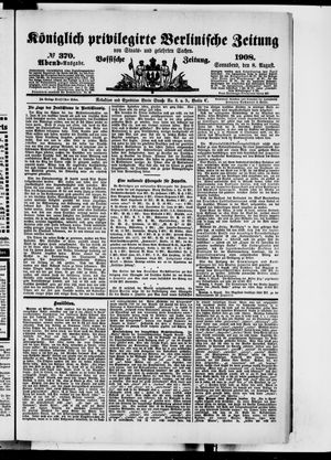 Königlich privilegirte Berlinische Zeitung von Staats- und gelehrten Sachen vom 08.08.1908