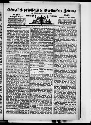Königlich privilegirte Berlinische Zeitung von Staats- und gelehrten Sachen vom 16.08.1908
