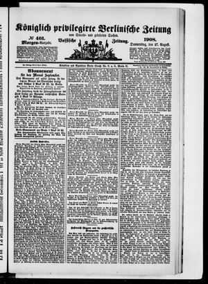 Königlich privilegirte Berlinische Zeitung von Staats- und gelehrten Sachen vom 27.08.1908
