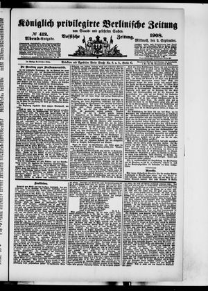 Königlich privilegirte Berlinische Zeitung von Staats- und gelehrten Sachen vom 02.09.1908