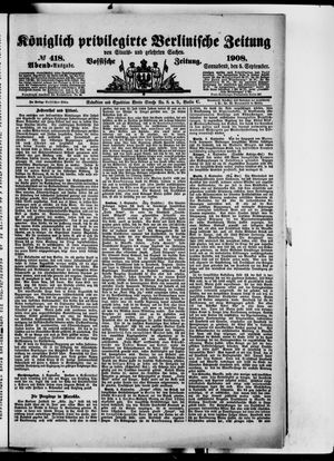 Königlich privilegirte Berlinische Zeitung von Staats- und gelehrten Sachen vom 05.09.1908