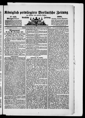 Königlich privilegirte Berlinische Zeitung von Staats- und gelehrten Sachen vom 20.09.1908