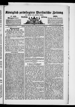Königlich privilegirte Berlinische Zeitung von Staats- und gelehrten Sachen vom 22.09.1908