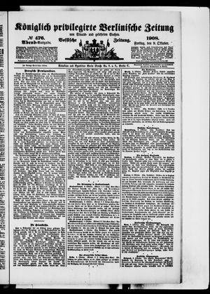 Königlich privilegirte Berlinische Zeitung von Staats- und gelehrten Sachen vom 09.10.1908
