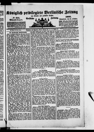 Königlich privilegirte Berlinische Zeitung von Staats- und gelehrten Sachen vom 31.10.1908