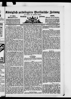 Königlich privilegirte Berlinische Zeitung von Staats- und gelehrten Sachen vom 25.11.1908