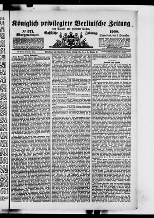 Königlich privilegirte Berlinische Zeitung von Staats- und gelehrten Sachen vom 05.12.1908