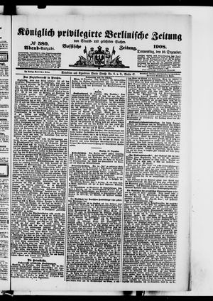 Königlich privilegirte Berlinische Zeitung von Staats- und gelehrten Sachen vom 10.12.1908