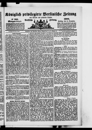 Königlich privilegirte Berlinische Zeitung von Staats- und gelehrten Sachen vom 11.12.1908