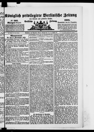 Königlich privilegirte Berlinische Zeitung von Staats- und gelehrten Sachen vom 19.12.1908
