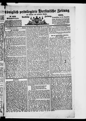 Königlich privilegirte Berlinische Zeitung von Staats- und gelehrten Sachen vom 31.12.1908