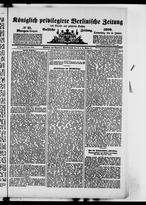 Königlich privilegirte Berlinische Zeitung von Staats- und gelehrten Sachen on Jan 14, 1909