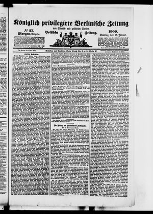 Königlich privilegirte Berlinische Zeitung von Staats- und gelehrten Sachen vom 17.01.1909
