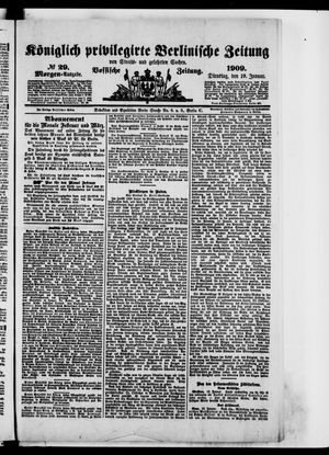 Königlich privilegirte Berlinische Zeitung von Staats- und gelehrten Sachen vom 19.01.1909