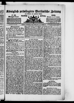 Königlich privilegirte Berlinische Zeitung von Staats- und gelehrten Sachen vom 27.01.1909