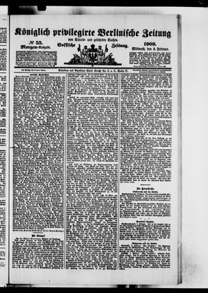 Königlich privilegirte Berlinische Zeitung von Staats- und gelehrten Sachen vom 03.02.1909