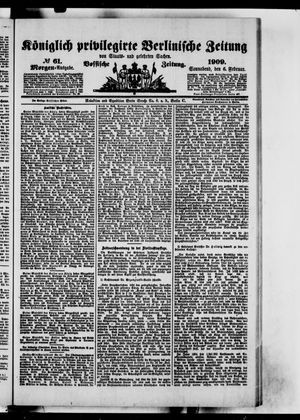 Königlich privilegirte Berlinische Zeitung von Staats- und gelehrten Sachen vom 06.02.1909