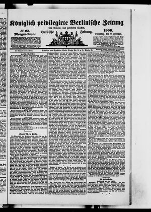 Königlich privilegirte Berlinische Zeitung von Staats- und gelehrten Sachen vom 09.02.1909