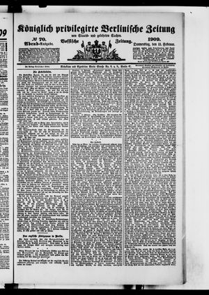 Königlich privilegirte Berlinische Zeitung von Staats- und gelehrten Sachen vom 11.02.1909