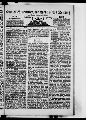 Königlich privilegirte Berlinische Zeitung von Staats- und gelehrten Sachen vom 13.02.1909