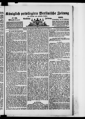Königlich privilegirte Berlinische Zeitung von Staats- und gelehrten Sachen vom 18.02.1909