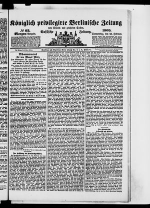 Königlich privilegirte Berlinische Zeitung von Staats- und gelehrten Sachen on Feb 25, 1909