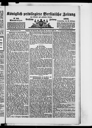 Königlich privilegirte Berlinische Zeitung von Staats- und gelehrten Sachen vom 25.02.1909