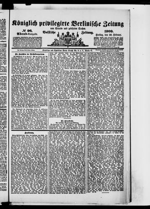 Königlich privilegirte Berlinische Zeitung von Staats- und gelehrten Sachen on Feb 26, 1909