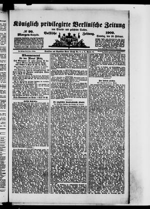 Königlich privilegirte Berlinische Zeitung von Staats- und gelehrten Sachen on Feb 28, 1909