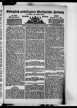 Königlich privilegirte Berlinische Zeitung von Staats- und gelehrten Sachen vom 03.03.1909