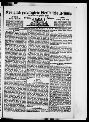 Königlich privilegirte Berlinische Zeitung von Staats- und gelehrten Sachen vom 05.03.1909