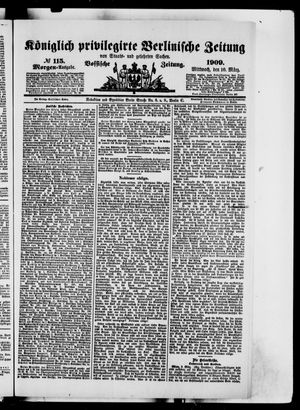 Königlich privilegirte Berlinische Zeitung von Staats- und gelehrten Sachen vom 10.03.1909